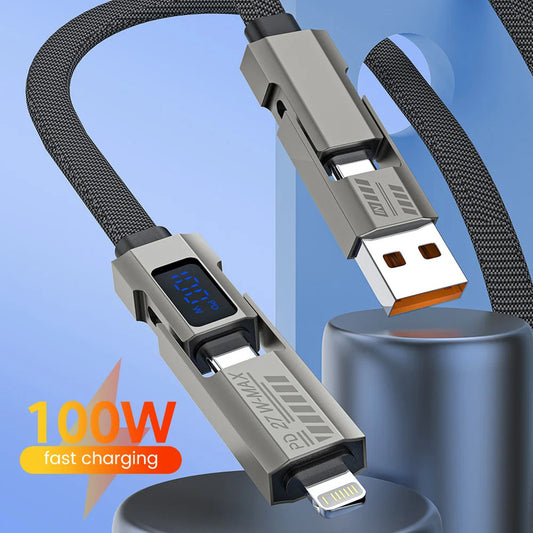 4-in-1 100W USB-C Cable with Fast Charging
