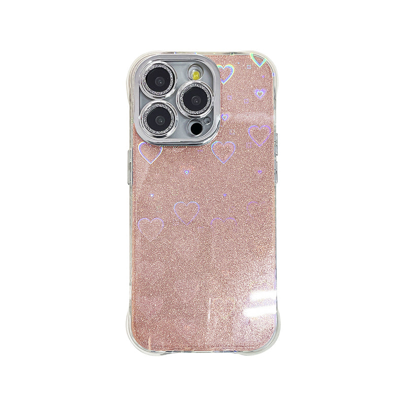Aurora Glitter Heart with Lens iPhone Case