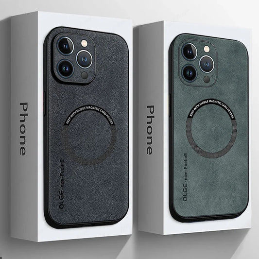 Olge Magsafe Shockproof iPhone Leather Case