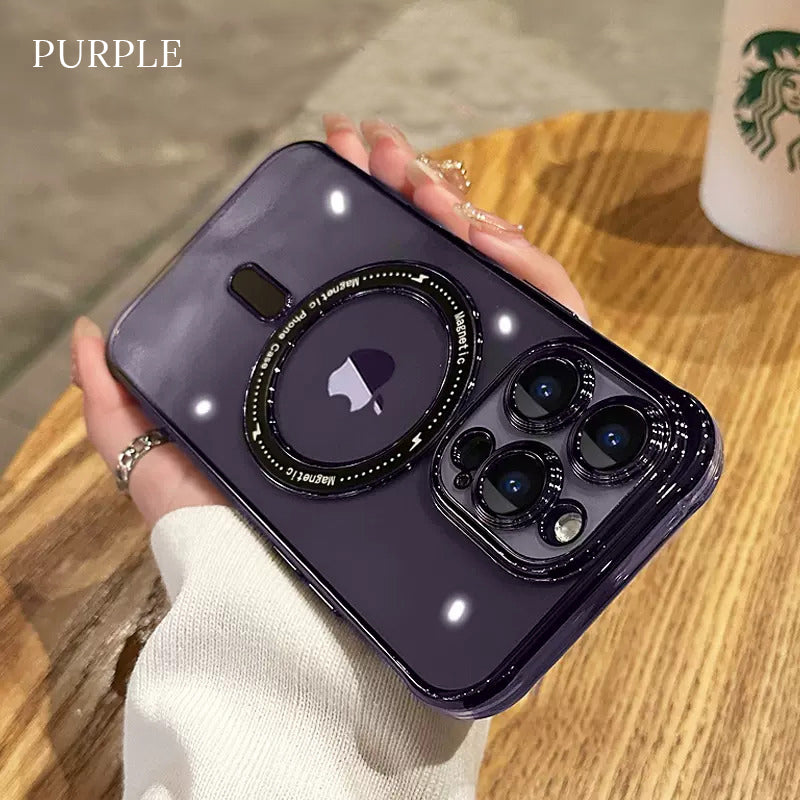 Upgraded Magsafing Suction Transparent iPhone Case with Lens Protector