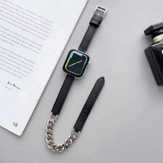 Chain And Leather Band For Apple Watch