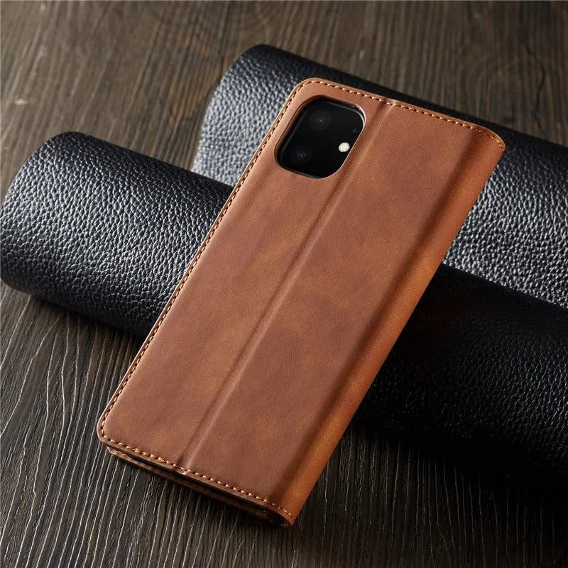 Forwenw Magnetic Flip Wallet Leather iPhone Case