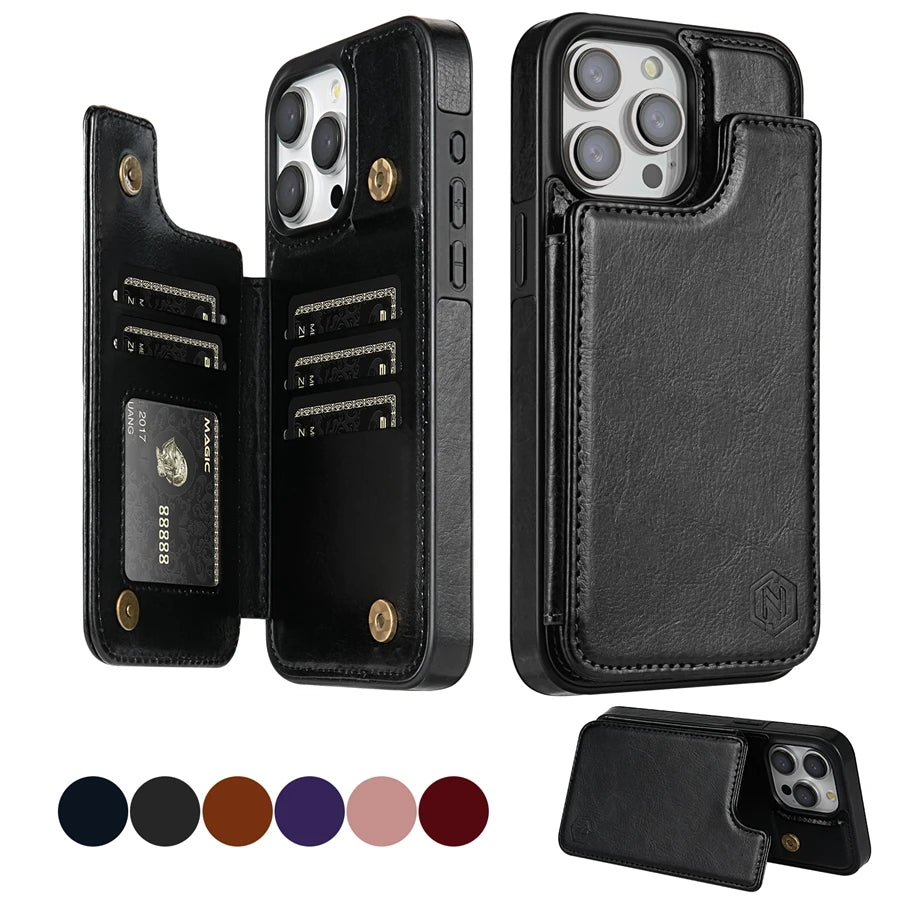 RFID Blocking Card Holder Leather iPhone Case