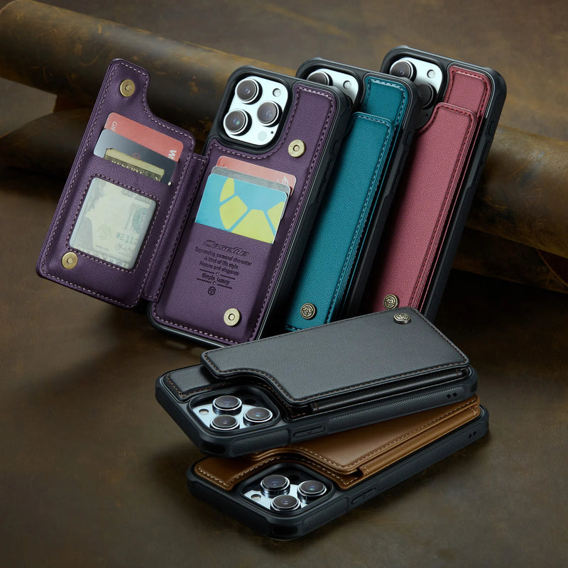 CASEME RFID Blocking Card Holder Leather iPhone Case