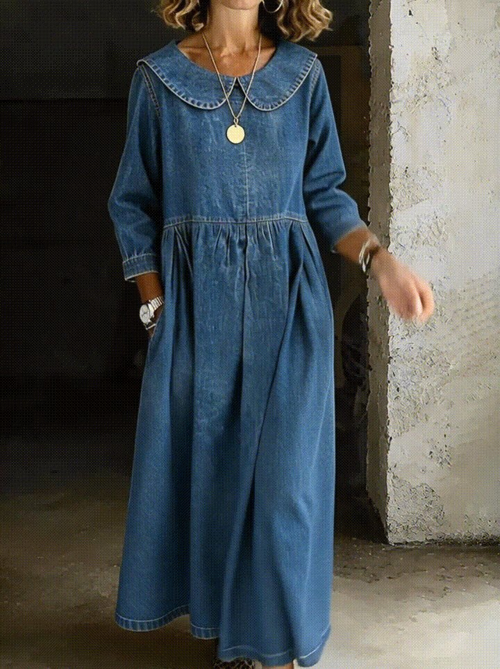 Clara denim day dress detail