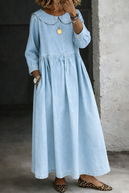 Clara denim day dress in light blue