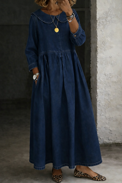Clara denim day dress in navy