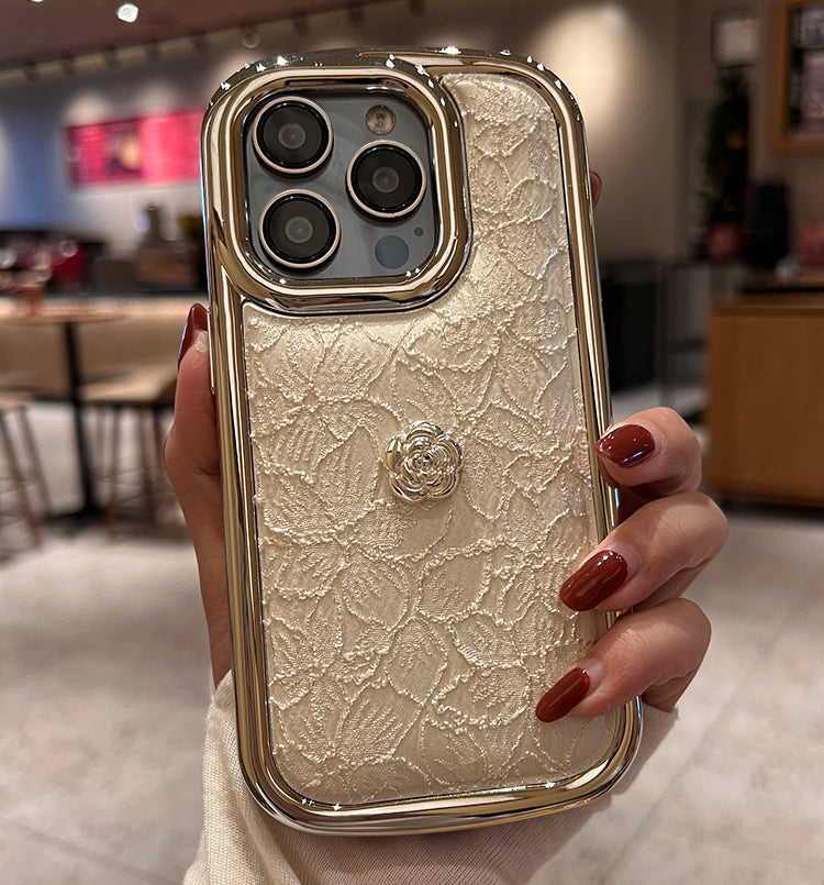 Fabric Embroidered Flower iPhone Case
