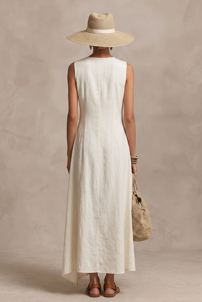 Ivora | Asymmetric Linen Maxi Dress