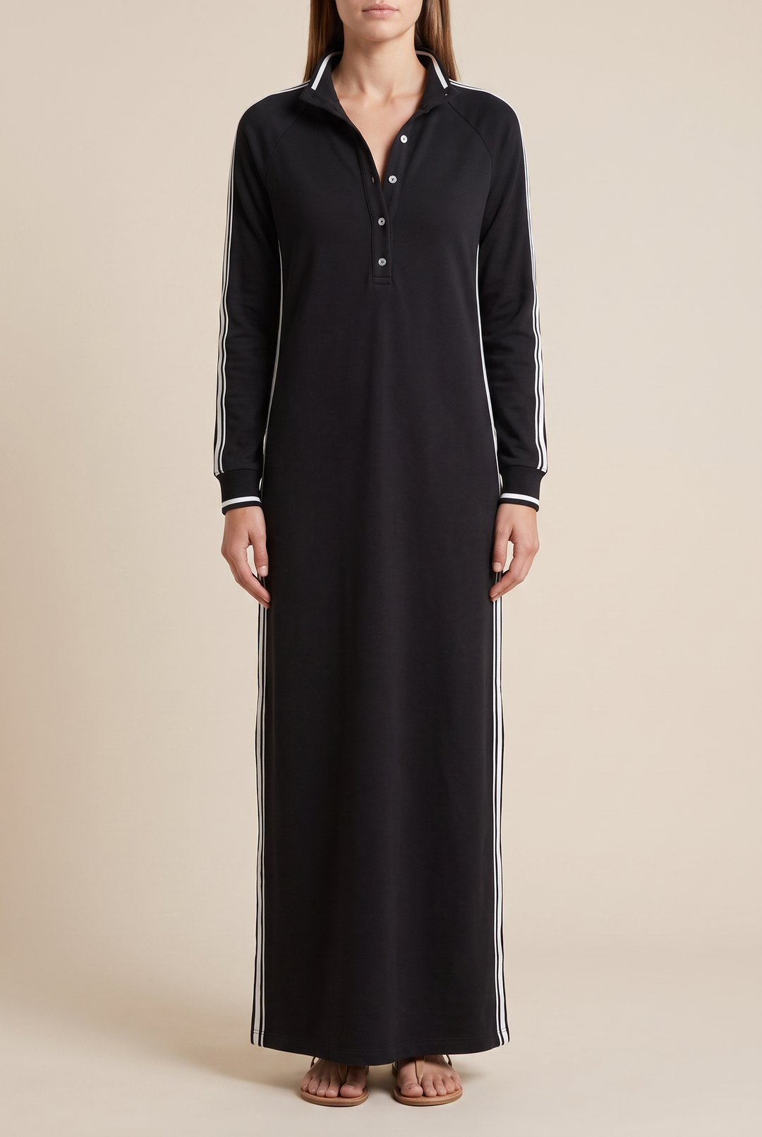 Contrast-trim sweatshirt maxi dress