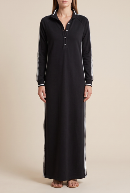 Contrast-trim sweatshirt maxi dress