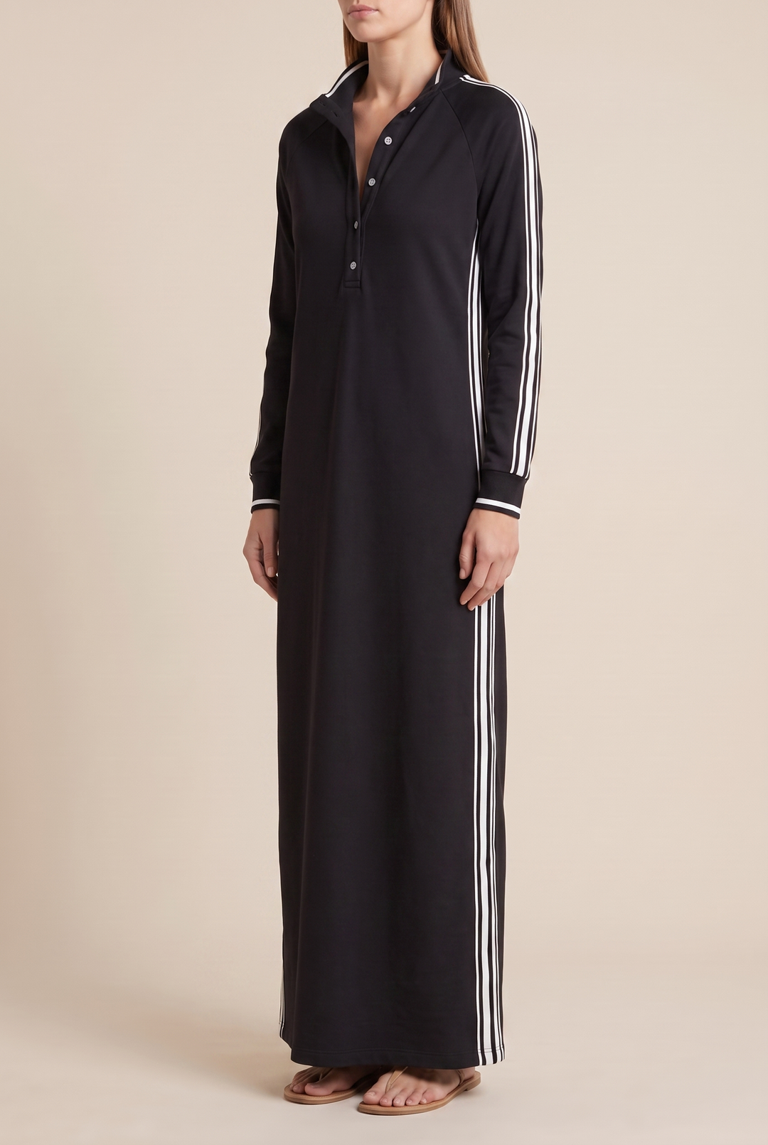 Contrast-trim sweatshirt maxi dress