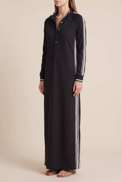 Contrast-trim sweatshirt maxi dress