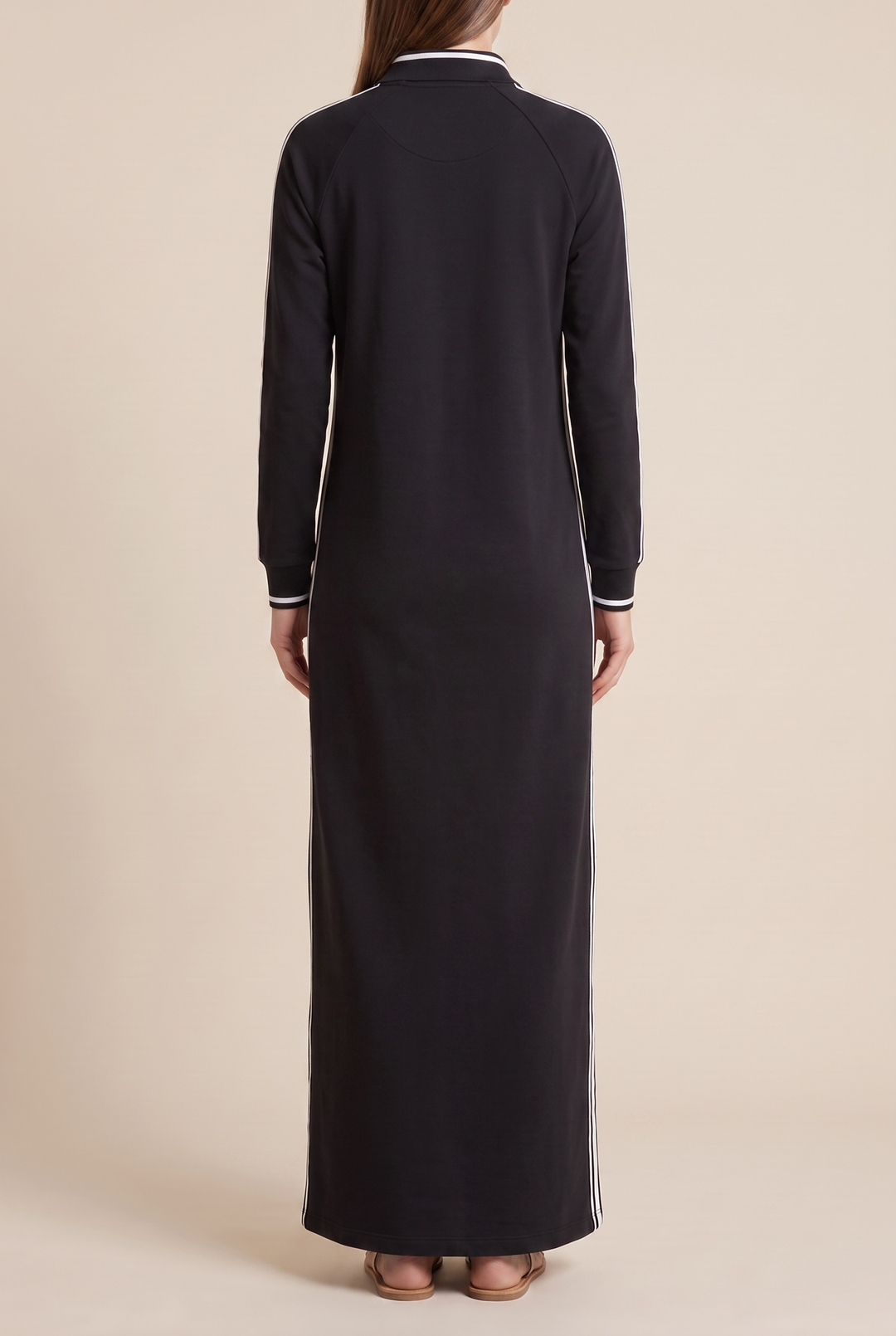 Contrast-trim sweatshirt maxi dress