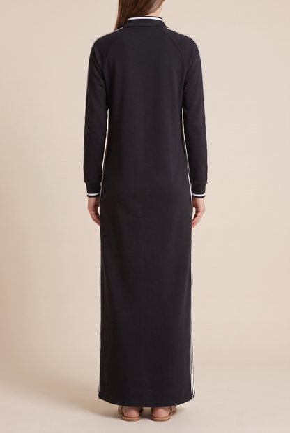 Contrast-trim sweatshirt maxi dress
