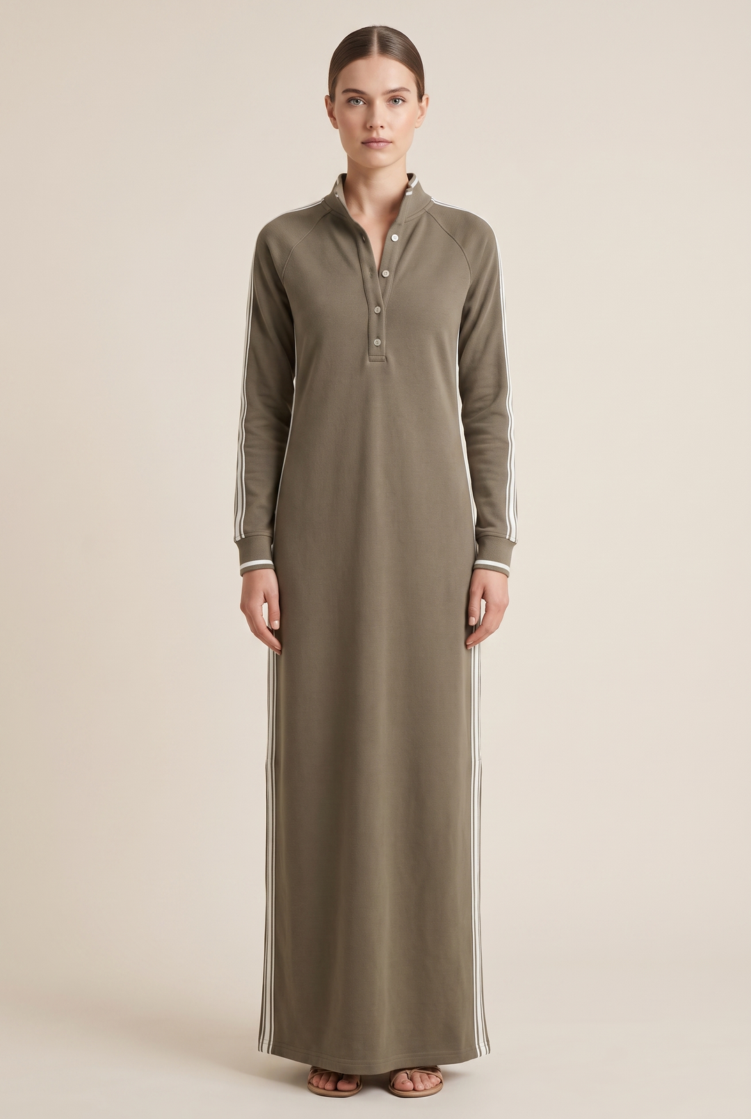 Contrast-trim sweatshirt maxi dress
