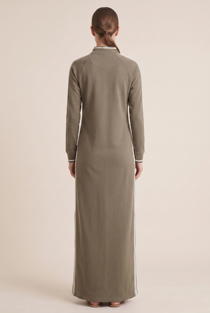 Contrast-trim sweatshirt maxi dress