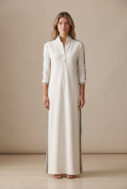 Contrast-trim sweatshirt maxi dress