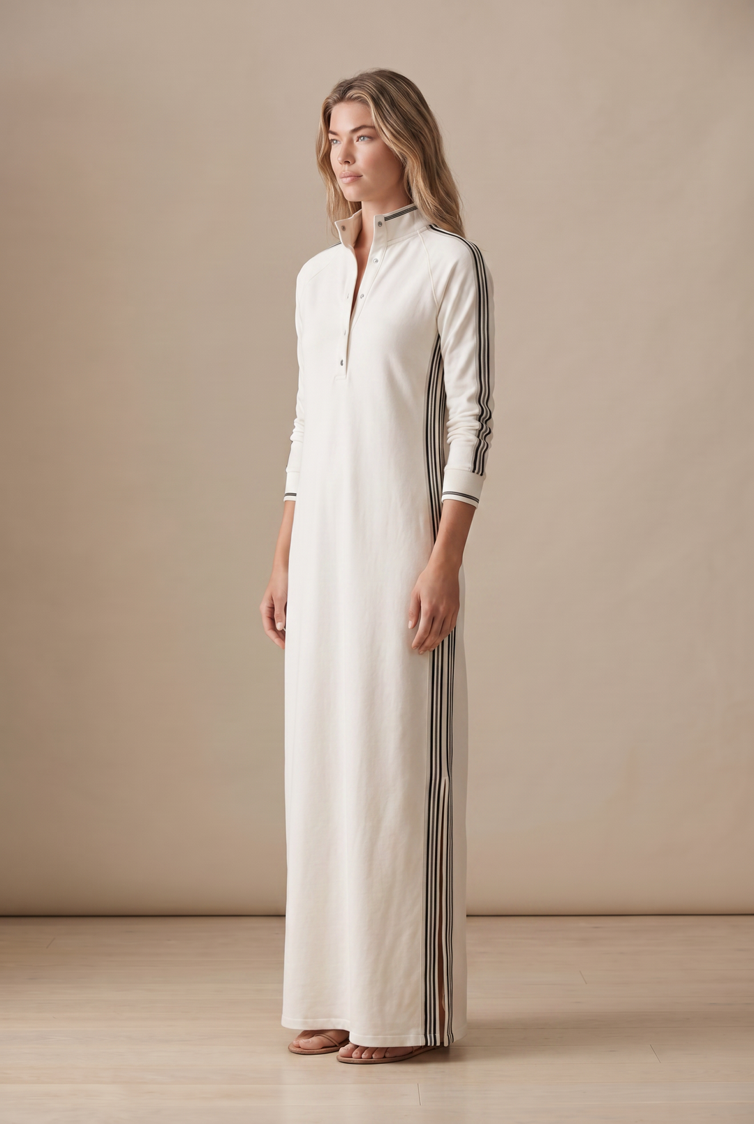 Contrast-trim sweatshirt maxi dress