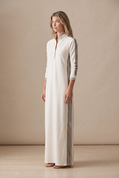 Contrast-trim sweatshirt maxi dress