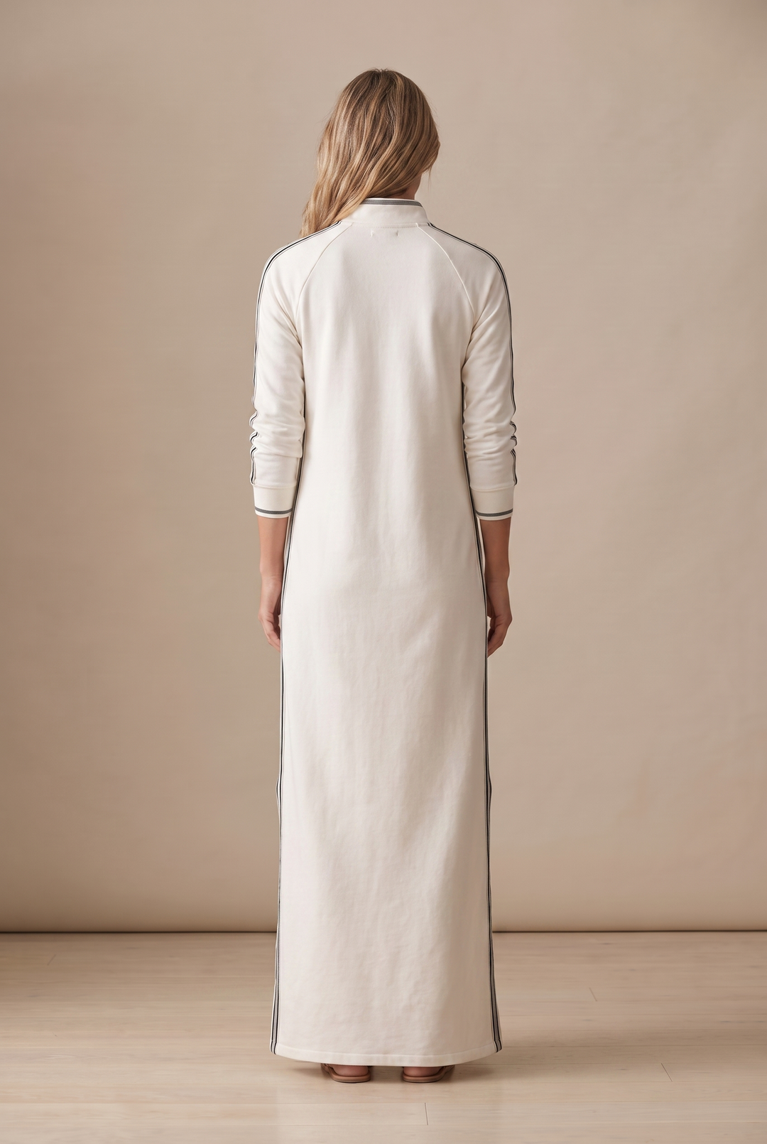 Contrast-trim sweatshirt maxi dress