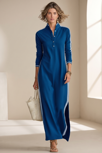 Contrast-trim sweatshirt maxi dress