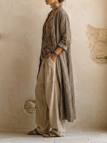 Natural cotton linen three-piece set