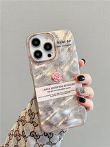 3D Camellia Pearl Rhinestone Bracelet iPhone Case