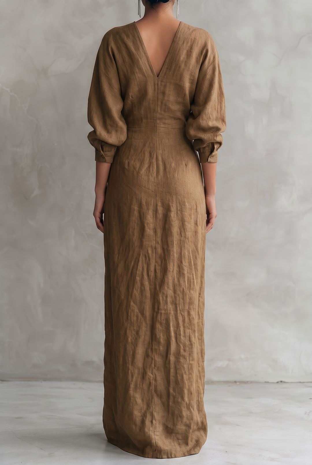 Solea | V-Neck Linen Blend Maxi Dress