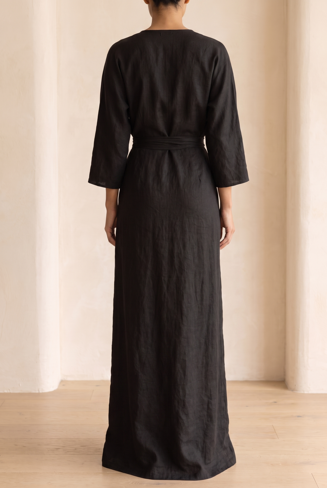 Solea | V-Neck Linen Blend Maxi Dress