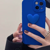 Solid Blue Color Heart iPhone Case
