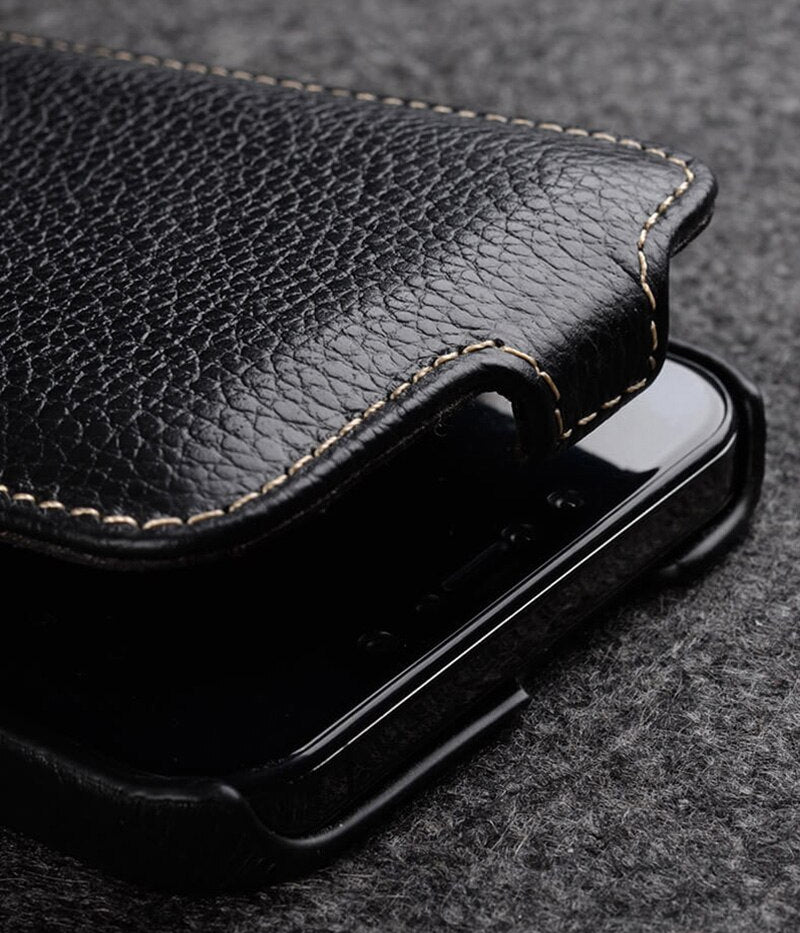 Genuine Leather Vertical Flip iPhone Case
