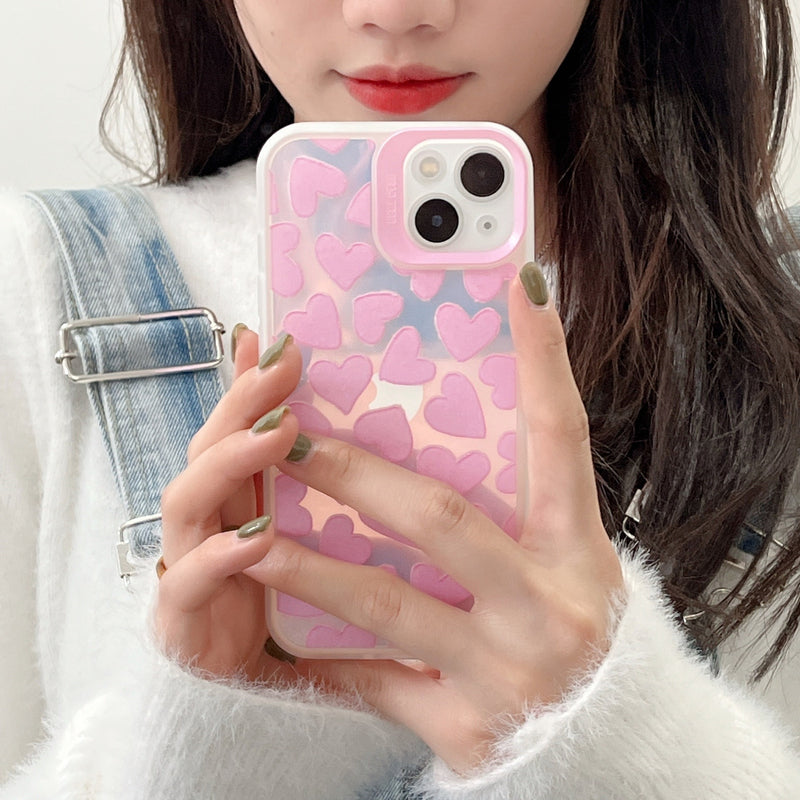 Pink Laser Hearts iPhone Case