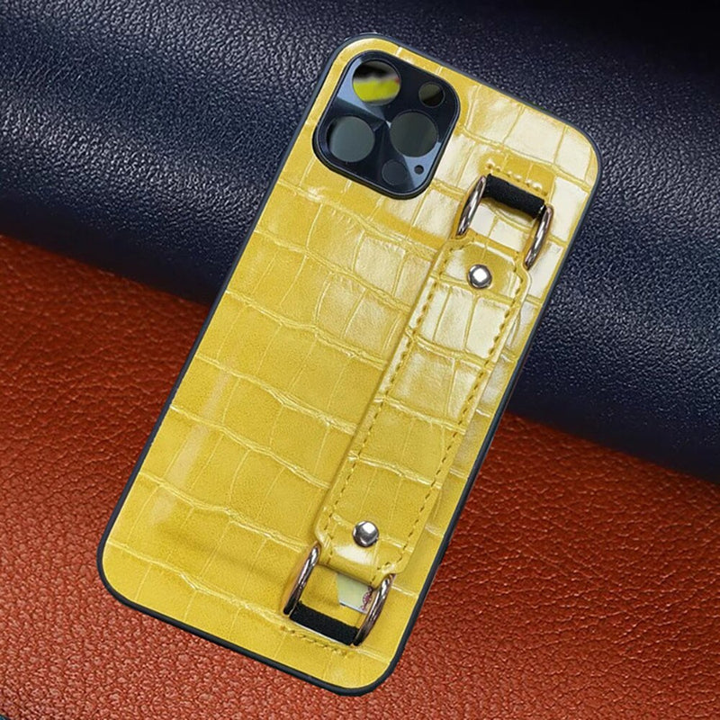 Genuine Leather Wristband Bracket iPhone Case