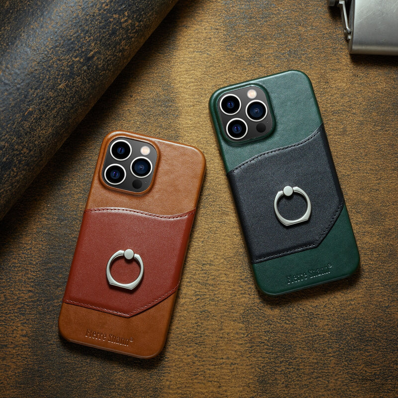 Genuine Leather with Ring Holder iPhone Case