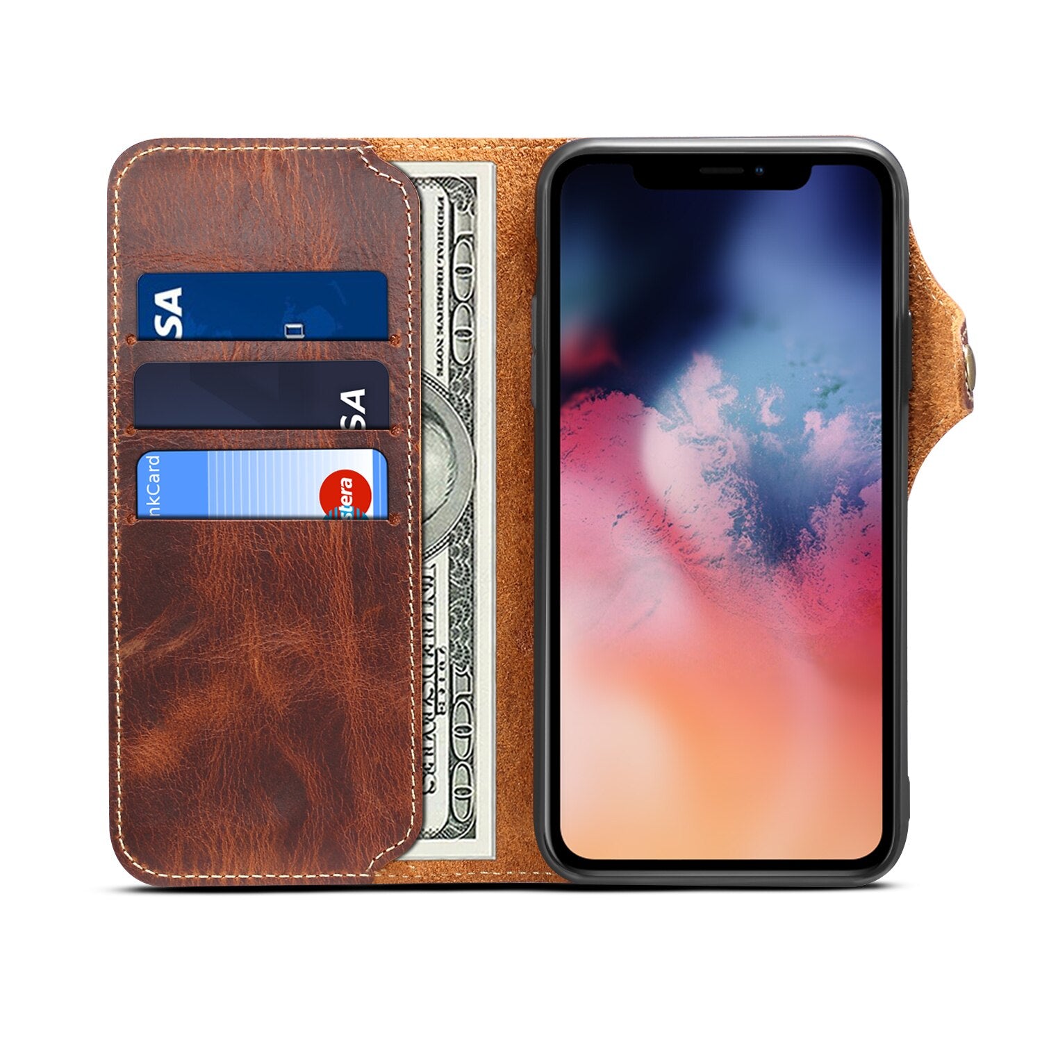 Genuine Leather Protective Holster iPhone Case