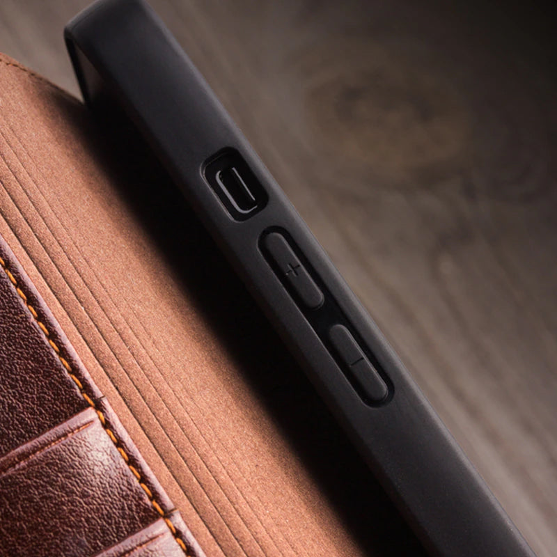 Qialino Genuine Leather Flip iPhone Case