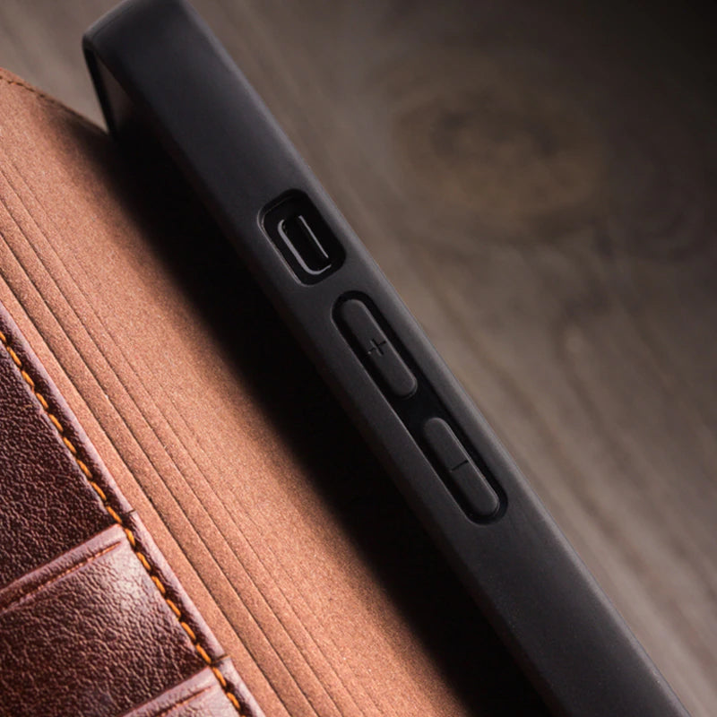 Genuine Leather Flip iPhone Case
