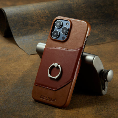 Genuine Leather with Ring Holder iPhone Case