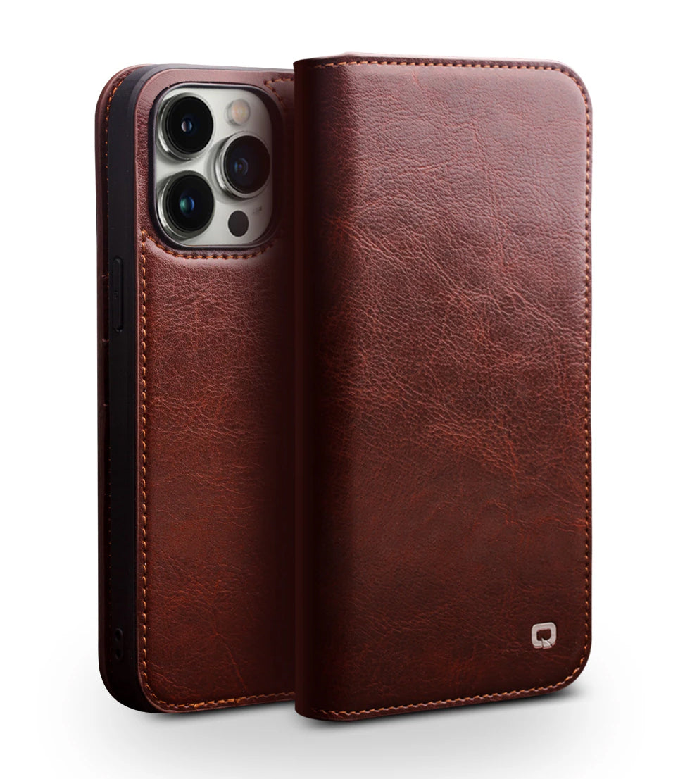 Qialino Genuine Leather Flip iPhone Case