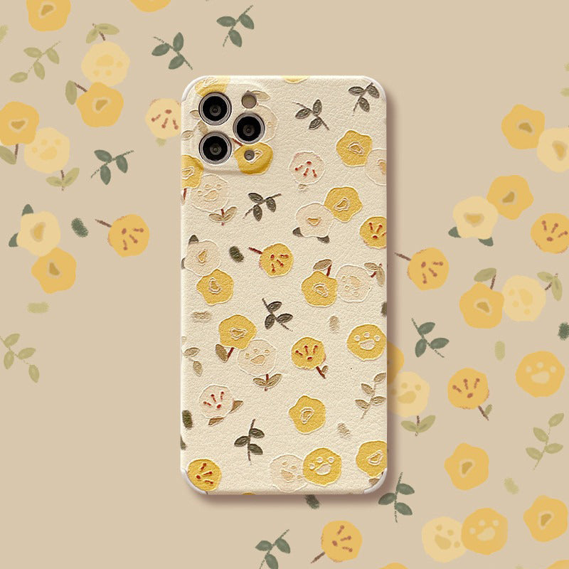 Fresh Yellow Flower Leather iPhone Case