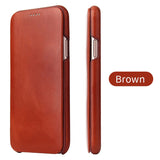 Genuine Leather Magnetic Flip Book iPhone Case