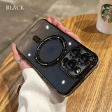 Upgraded Magsafing Suction Transparent iPhone Case with Lens Protector