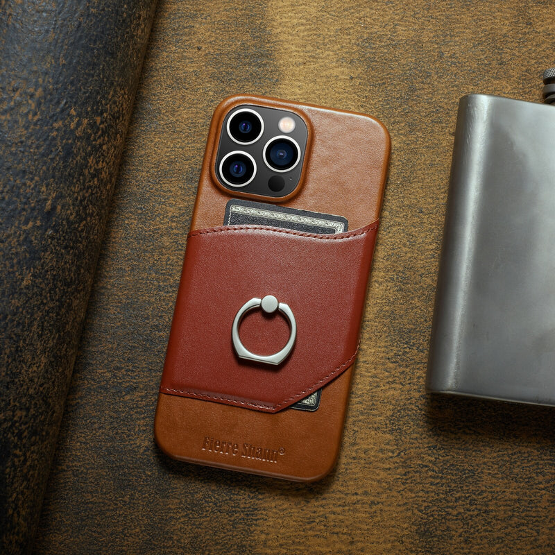 Genuine Leather with Ring Holder iPhone Case