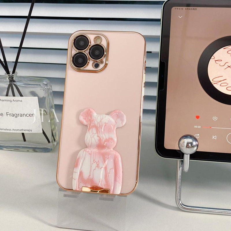 Trendy Bear Bracket iPhone Case With Camera Protector