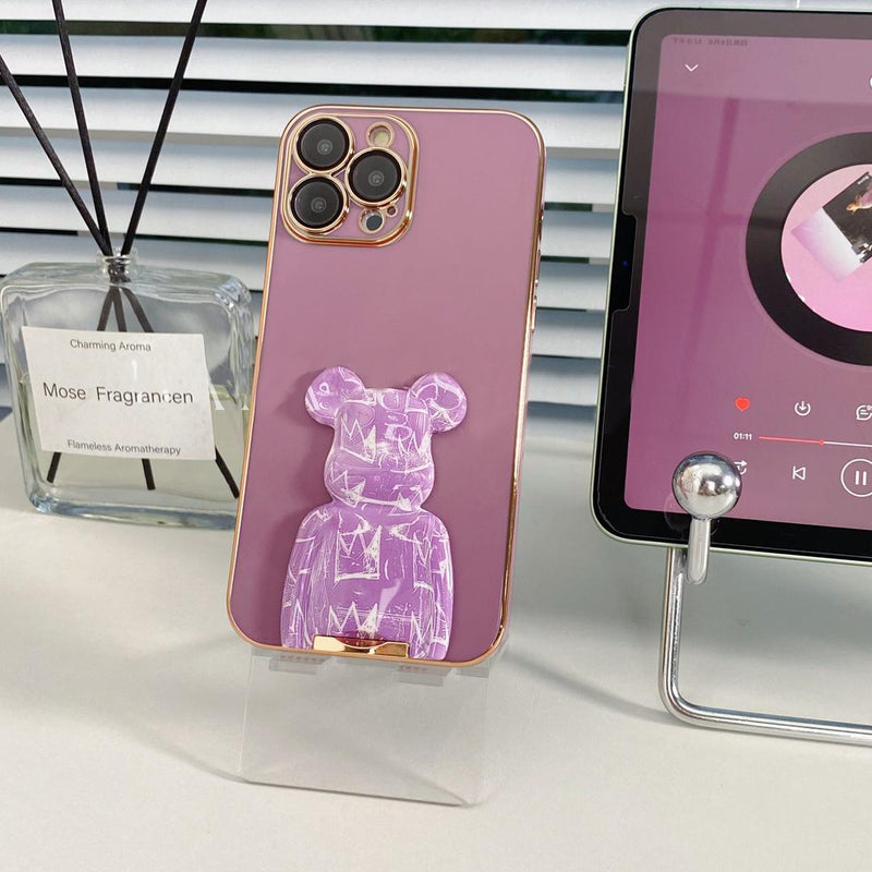 Trendy Bear Bracket iPhone Case With Camera Protector