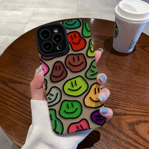 COLORFUL SMILEY SILICONE IPHONE CASE