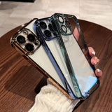 Clear Electroplating Hard Shell iPhone Case With Camera Protector