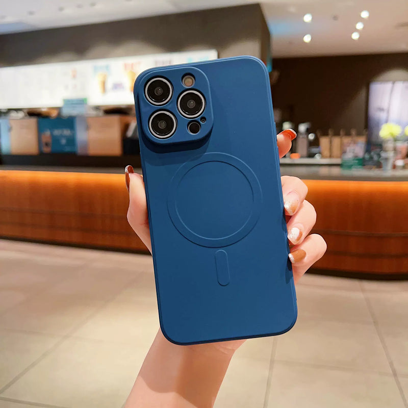 SIMPLE MAGSAFING SILICONE IPHONE CASE WITH CAMERA PROTECTOR