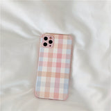 Faux Leather Pink Plaid iPhone Case